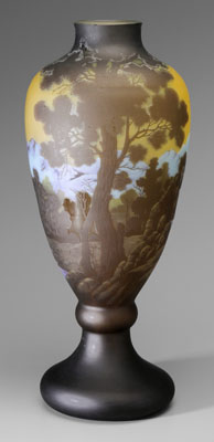 Appraisal: Monumental Galle vase Emile Galle - cameo glass scenic landscape