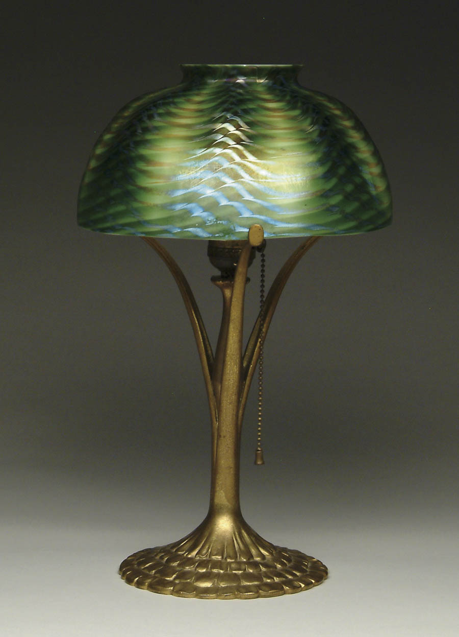 Appraisal: TIFFANY DAMASCENE DESK LAMP Wonderful Tiffany desk lamp has damascene