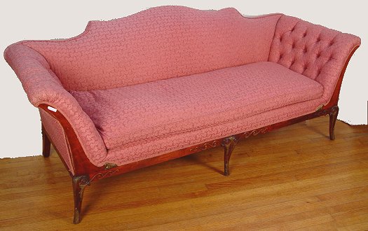 Appraisal: FINE CARVED MAHOGANY FEDERAL STYLE SOFA Stylized camel back tufted