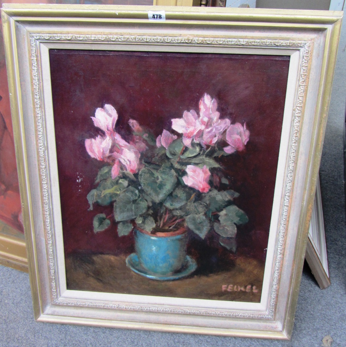 Appraisal: Karl Felkel - Cyclamen oil on canvas signed cm x