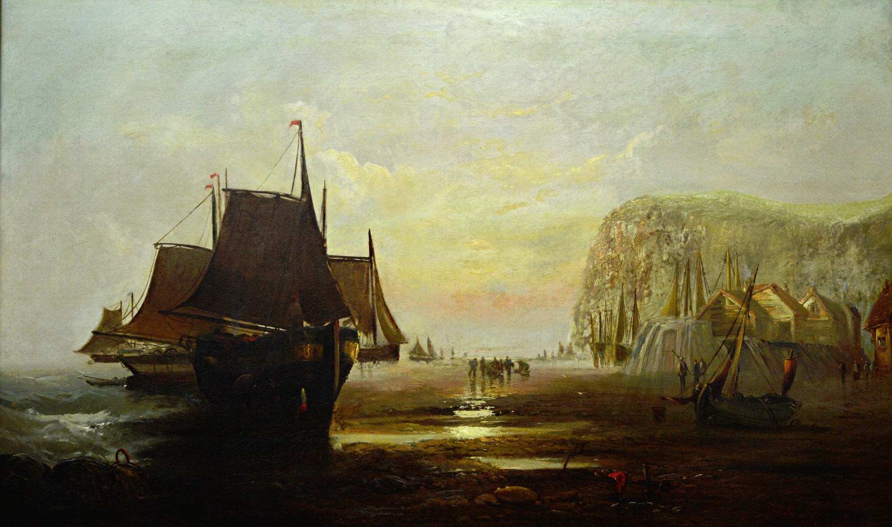 Appraisal: Follower of James Webb British - Fishing boats at Hastings