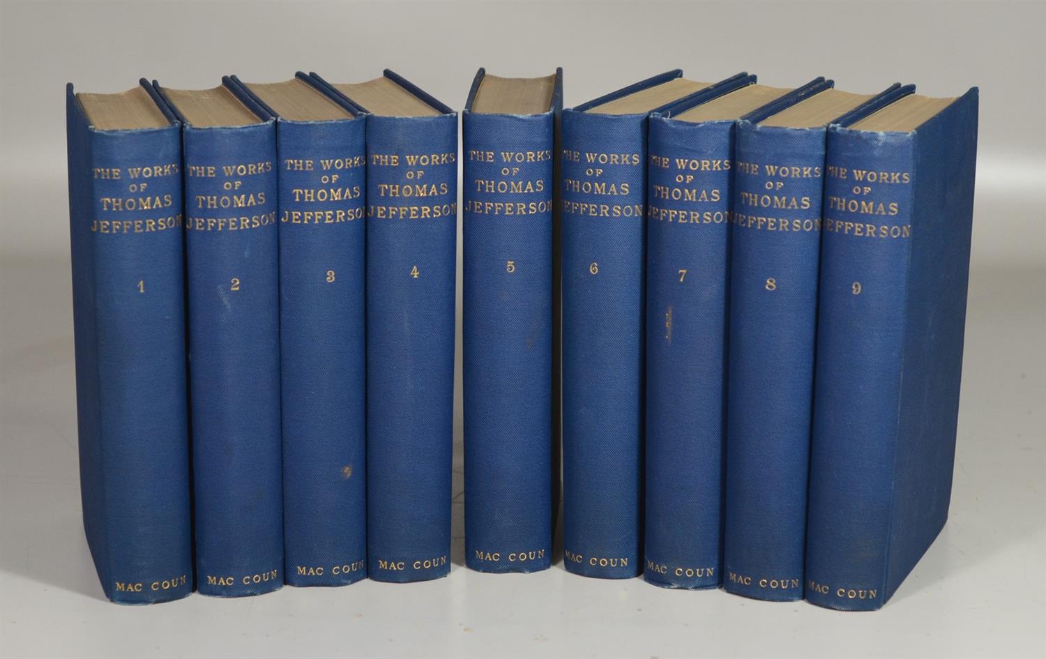 Appraisal: Jefferson Thomas Works New York volumes original blue cloth books