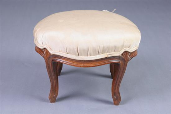 Appraisal: LOUIS XV STYLE FRUITWOOD FOOT STOOL th century With molded