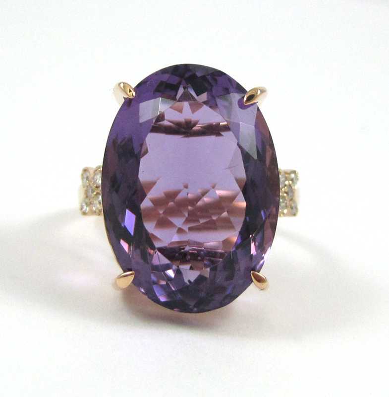 Appraisal: AMETHYST DIAMOND AND ROSE GOLD RING The k rose gold