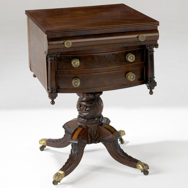 Appraisal: FEDERAL MAHOGANY SEWING TABLE In the New York style with