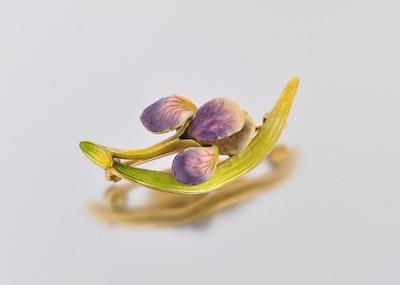 Appraisal: An Enameled Iris Design Brooch k yellow gold brooch in