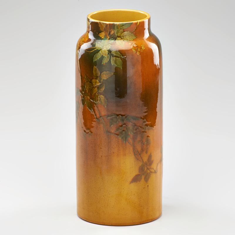 Appraisal: KATARO SHIRAYAMADANI ROOKWOOD Standard Glaze Light vase with fruiting branches