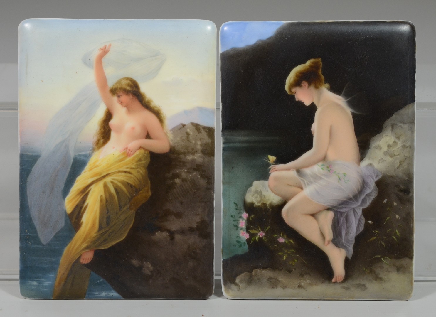 Appraisal: Unframed Berlin porcelain plaques each depicting a nude by a