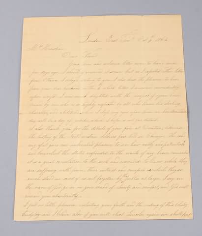 Appraisal: Civil War letter in ink from Loudon Tennessee October pp