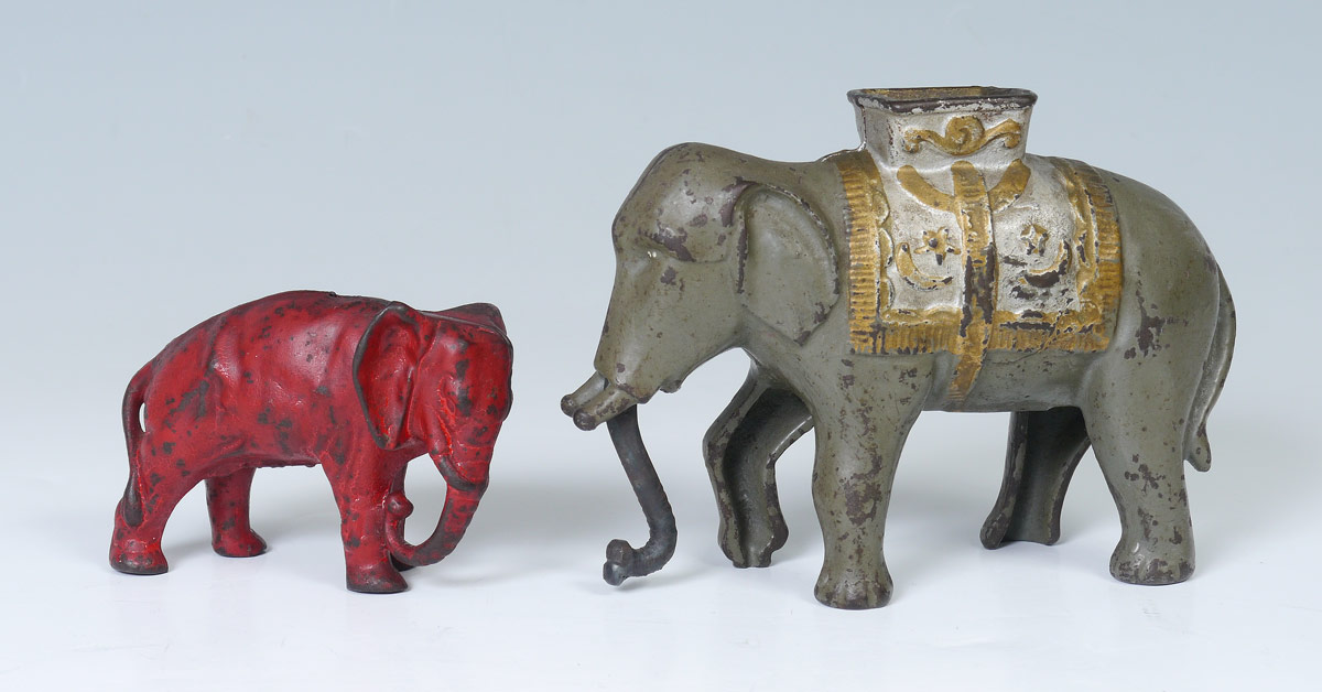 Appraisal: CAST IRON ELEPHANT FIGURAL BANKS pieces total to include Elephant