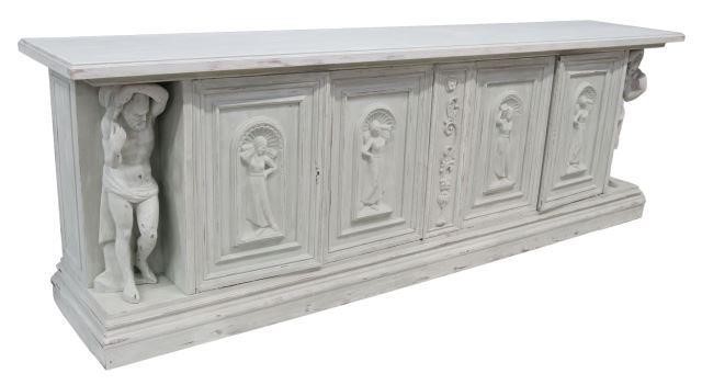 Appraisal: Italian Renaissance style figural carved sideboard late th c in