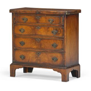 Appraisal: ENGLISH WALNUT BACHELOR'S CHEST OF DRAWERS Four drawers and flip