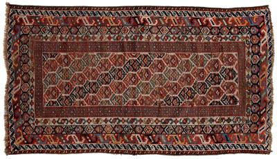 Appraisal: Caucasian rug single panel with repeating diagonal geometrics multiple geometric