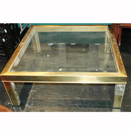 Appraisal: Glass Inset Brass Low Table Estimate -