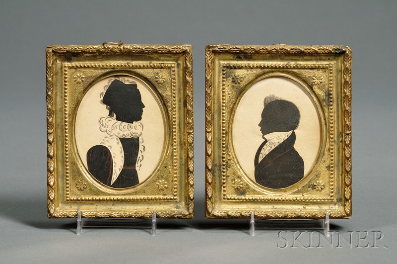 Appraisal: Pair of Silhouette Portraits America early th century cut-out and