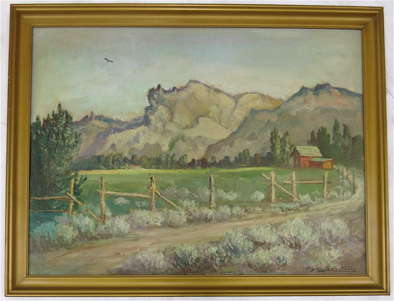 Appraisal: CLYDE LEON KELLER OIL ON CANVAS BOARD Oregon - Land