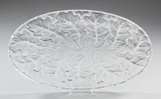 Appraisal: Lalique Clear and Frosted Glass Chene Platter Pos Lalique Clear