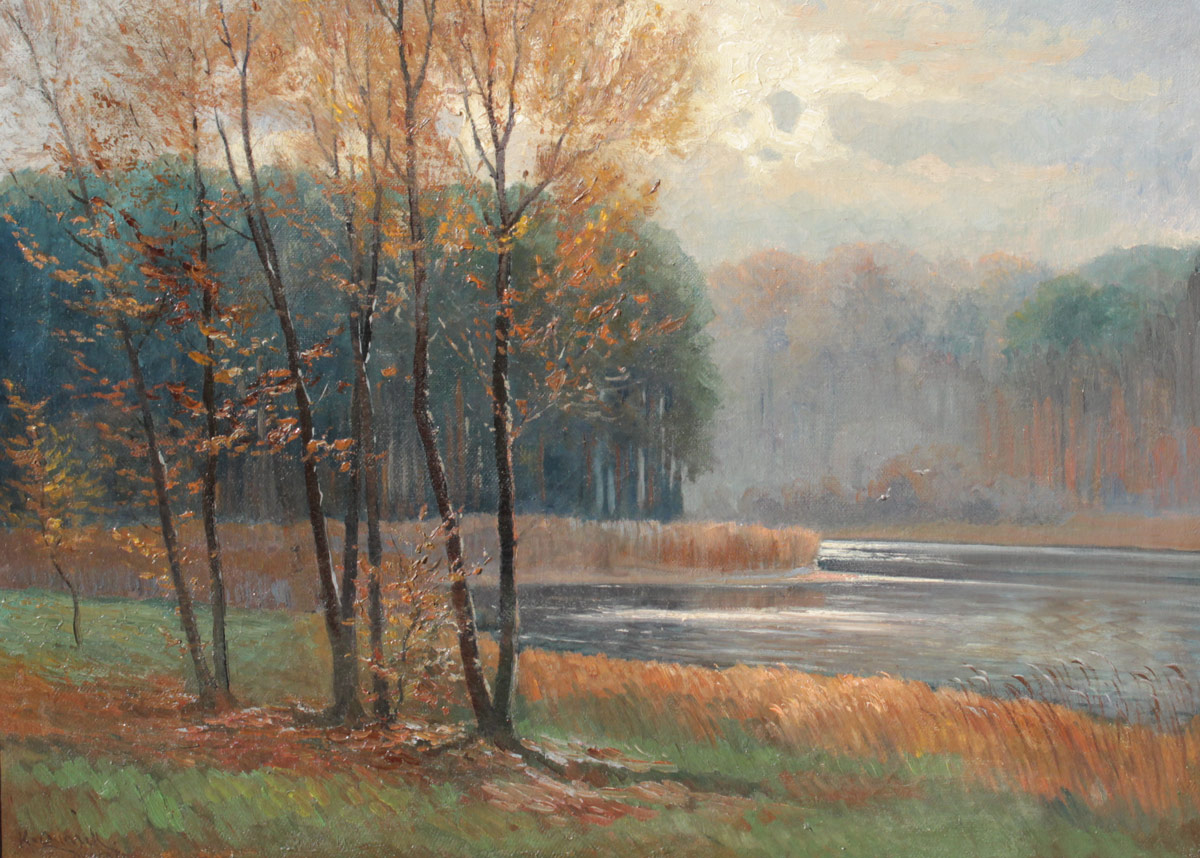 Appraisal: QUARCK Karl German - Lakeside Painting Dresden Oil Canvas ''