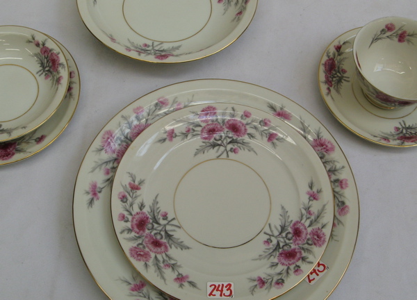 Appraisal: A PIECE MEITO CHINA SET Thistle pattern deep pink flowers