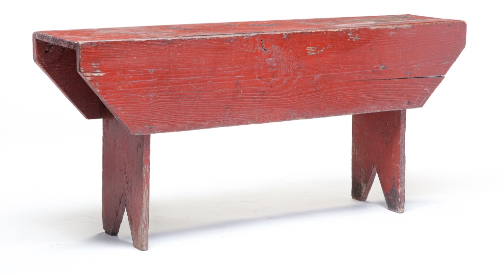 Appraisal: AMERICAN COUNTRY BENCH Late th-early th century pine Thick boards