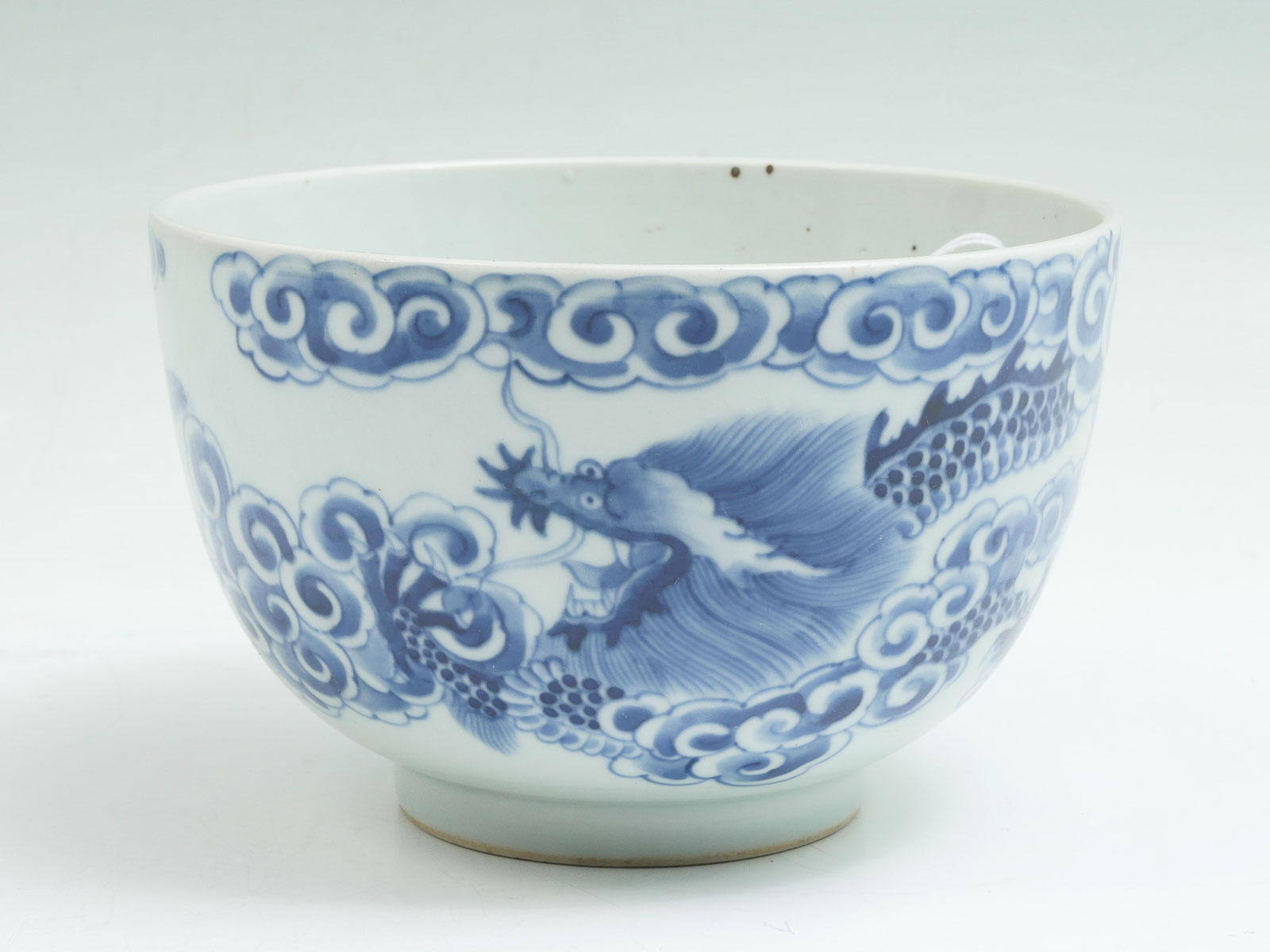 Appraisal: EARLY CHINESE PORCELAIN DRAGON PHOENIX BOWL Blue white Chinese porcelain