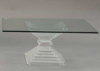 Appraisal: Lucite coffee table with rectangular glass top ht in top