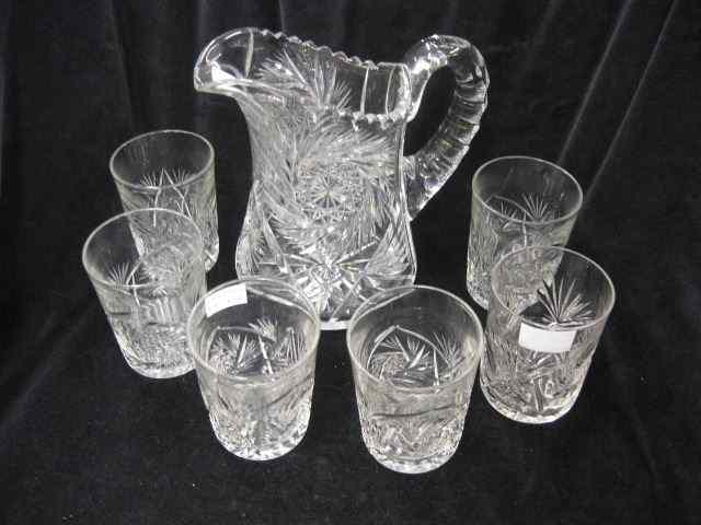 Appraisal: Brilliant Period Cut Glass Beverage Set pitcher with six matching