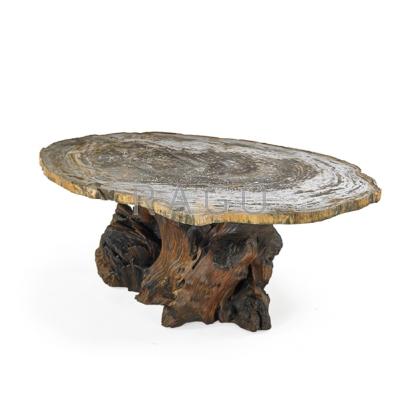 Appraisal: AMERICAN STUDIO Table s Redwood root burl petrified wood Unmarked