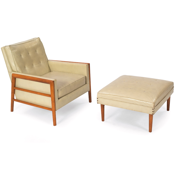 Appraisal: T H Robsjohn-Gibbings lounge chair and ottoman by Widdicomb wood