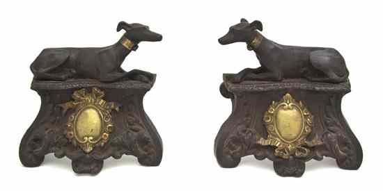 Appraisal: A Pair of French Parcel Gilt Bronze Chenets each having