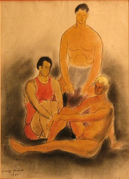 Appraisal: Oronzo Gasparo American - Three male figures signed and dated