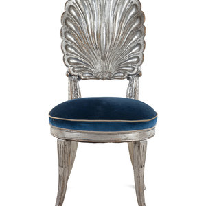 Appraisal: An Italian Silvered Shell-Back Armchair Mid- th Century Height inches