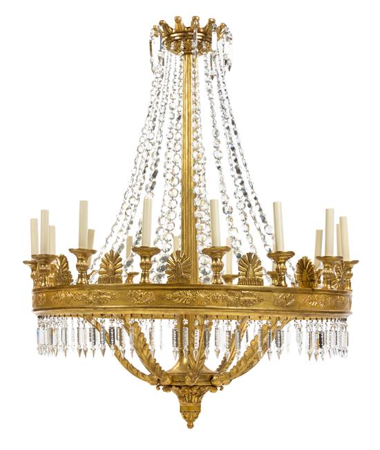 Appraisal: Sale Lot A Neoclassical Giltwood Sixteen-Light Chandelier probably austrian circa