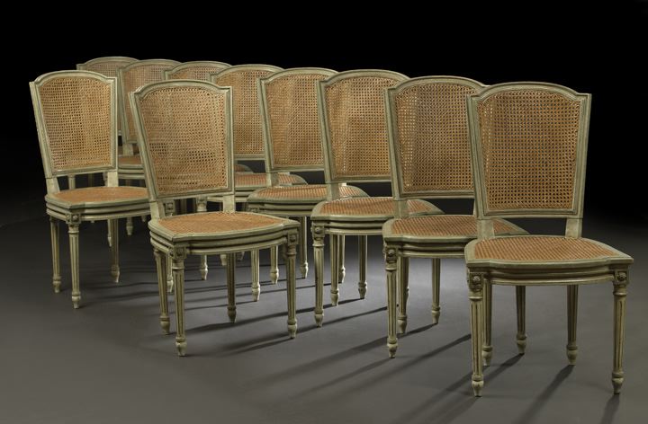 Appraisal: Suite of Ten Louis XVI-Style Polychromed Sidechairs early th century