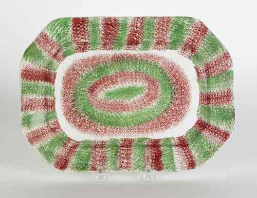 Appraisal: Red and green rainbow spatter platter th c l w