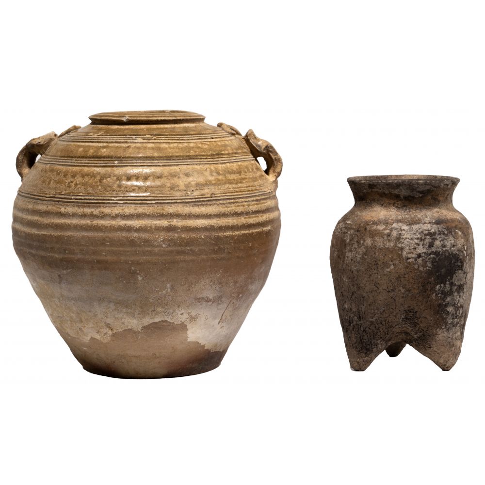 Appraisal: CHINESE NEOLITHIC PROTO PORCELAIN VESSELS items including a Han Dynasty