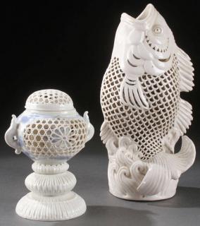 Appraisal: PAIR CHINESE RETICULATED PORCELAIN CENSERS A PAIR OF CHINESE RETICULATED