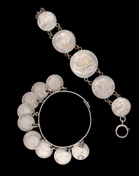 Appraisal: Coin Bracelet Collection A duo of multiple coin bracelets all