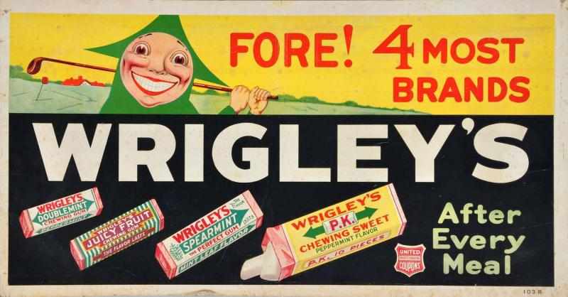 Appraisal: - s Cardboard Wrigley's Trolley Sign Description Great graphics Some