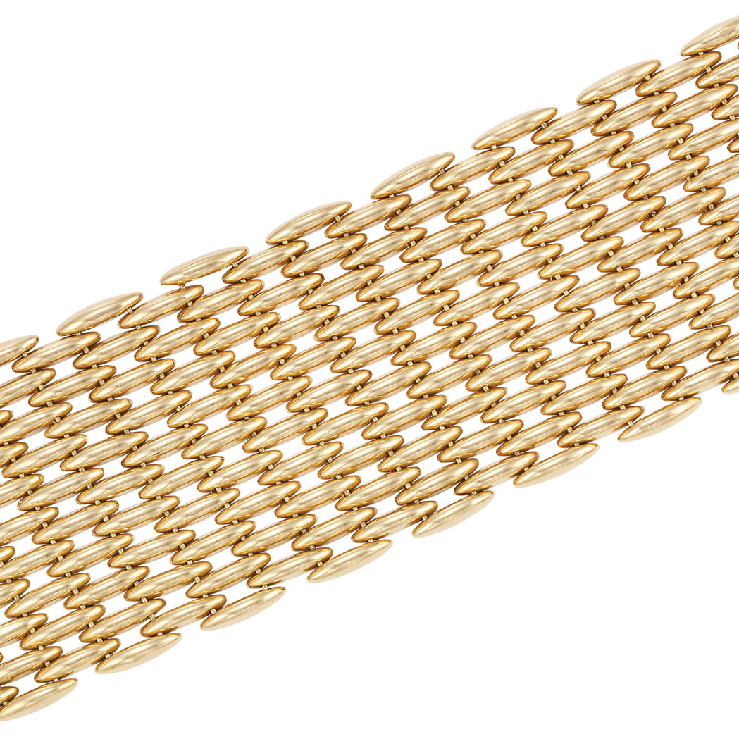 Appraisal: Wide Gold Bracelet Composed of rows of polished gold arced