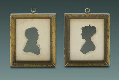 Appraisal: Pair Henry Williams silhouettes Boston Massachusetts - profiles of a