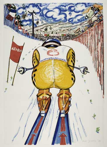 Appraisal: RED GROOMS Aspen Downhill Racer Color lithograph x mm x