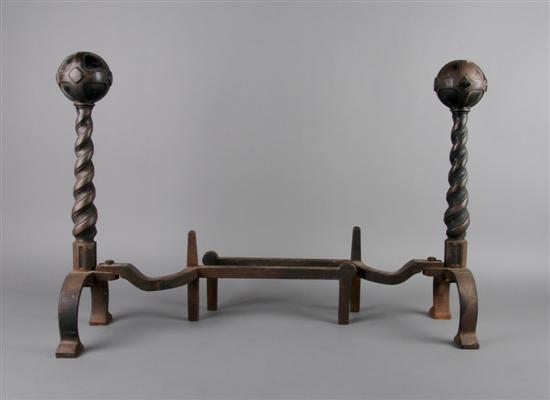 Appraisal: A Pair of Gothic Style Andirons Height inches