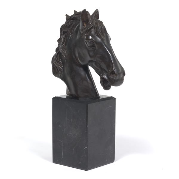 Appraisal: BRONZE BUST OF A HORSE ON MARBLE BASE x x