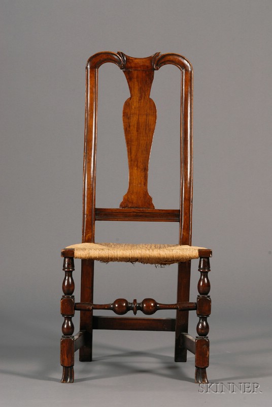 Appraisal: Queen Anne Carved Maple Spanish-foot Side Chair probably Massachusetts c