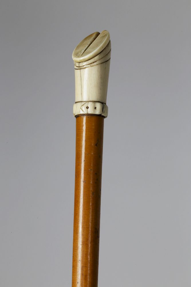 Appraisal: Carved Bone and Malacca Wood Shaft Walking Stick in the