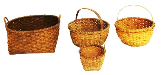 Appraisal: Four th th C splint baskets varous sizes largest with