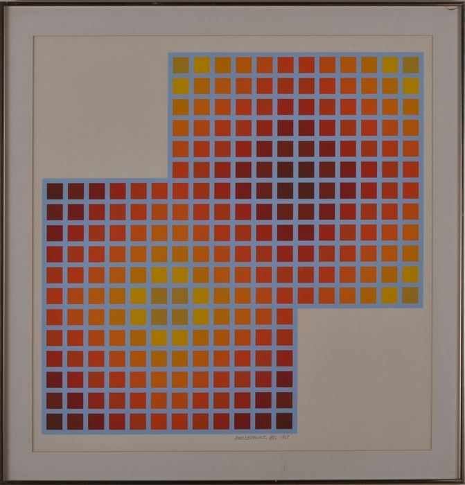 Appraisal: RICHARD ANUSZKIEWICZ b DOUBLE SQUARE Serigraph in colors x in