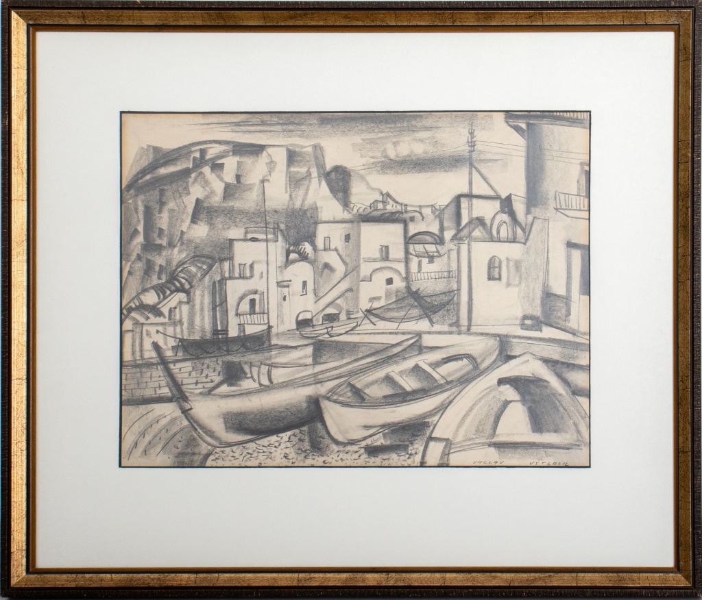 Appraisal: VACLAV VYTLACIL HARBOR SCENE GRAPHITE ON PAPER Vaclav Vytlacil American