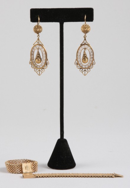 Appraisal: Victorian style earrings KY dangles kidney wires long grams Together